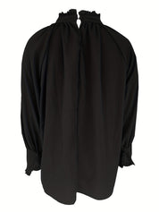 Elegante Damesblouse – Blouse met Strikdetail, Ruches en Soepele Pasvorm