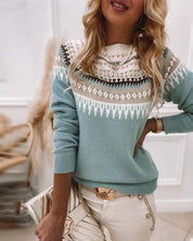 Dames Gebreide Trui | Fair Isle Motief | Warme Wolmix & Comfortabele Pasvorm
