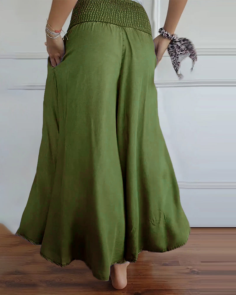Irene – Comfortabele wijde damesbroek met hoge taille | Luchtige zomerbroek