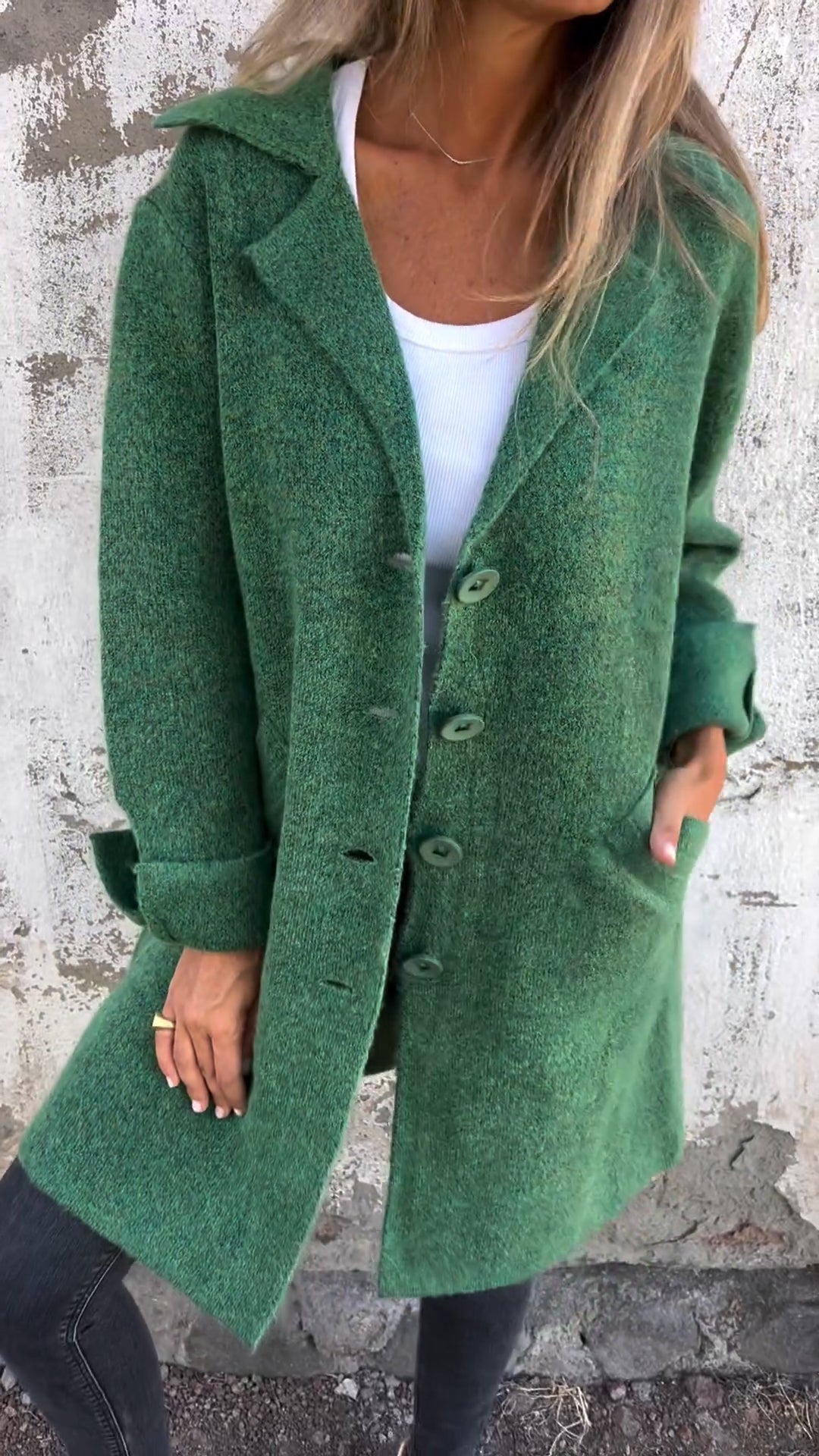 Isabella – Lange damesmantel met omslag | Stijlvolle katoenen jas voor lente & herfst