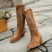 Elin Modieuze Dames Cowboylaarzen – Westernstijl Laarzen met Dikke Hak