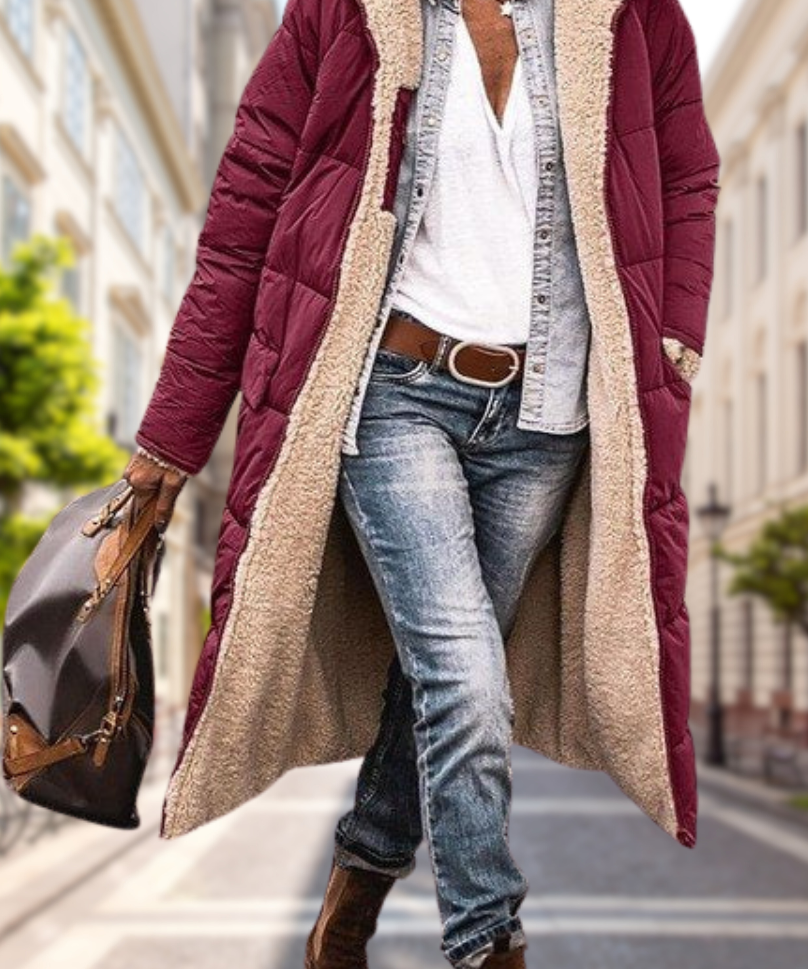 Camila Herfstjas Dames – Luxe Omkeerbare Jas met Capuchon & Warme Isolatie