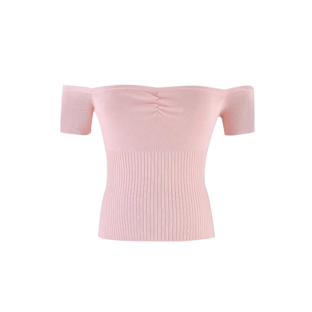 Jolina off-shoulder top dames – elegante bessenkleurige aangesloten top