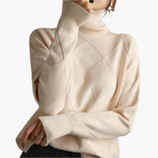 Dames Gebreide Oversized Trui – Stijlvolle en Comfortabele Sweater met Geometrisch Breipatroon