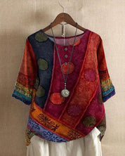 Ritva Boho Top Dames | Luchtige Oversized Top met Unieke Print