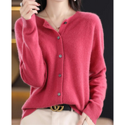 GlamourWool wollen vest dames | Marino-wol look trui | V-hals vest met knoopsluiting