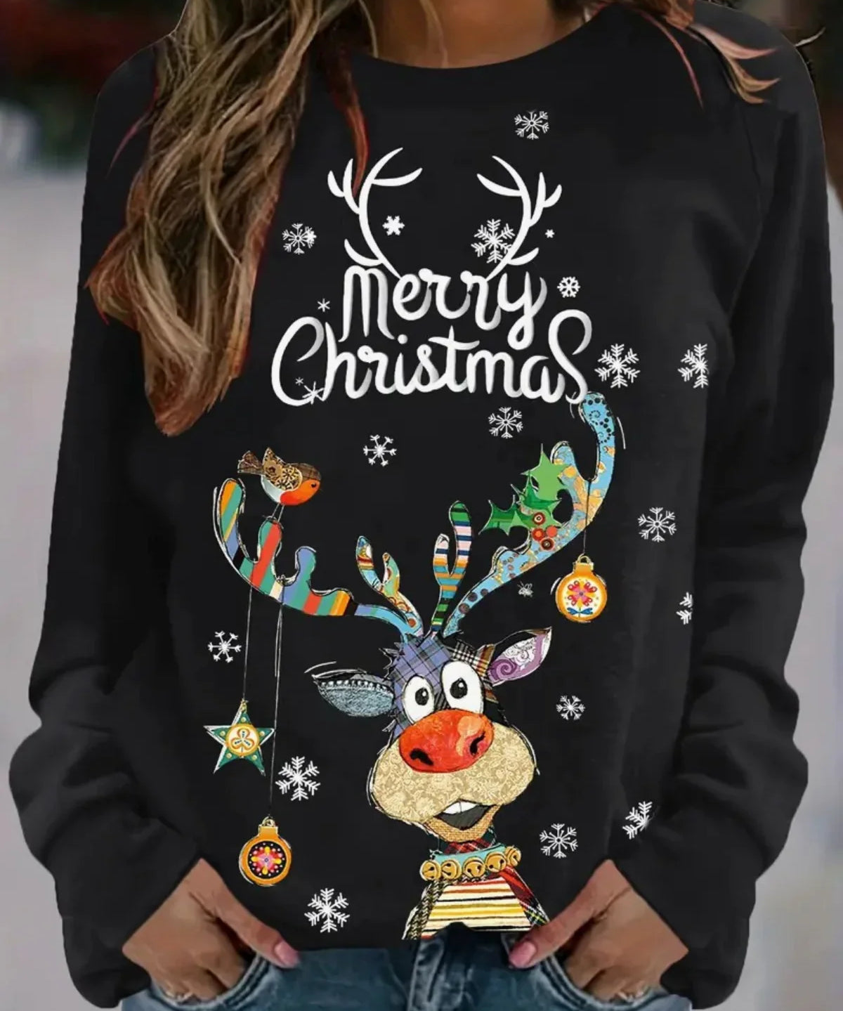 Quinty | Kersttrui voor Dames | Warme & Feestelijke Trui met Rendierprint