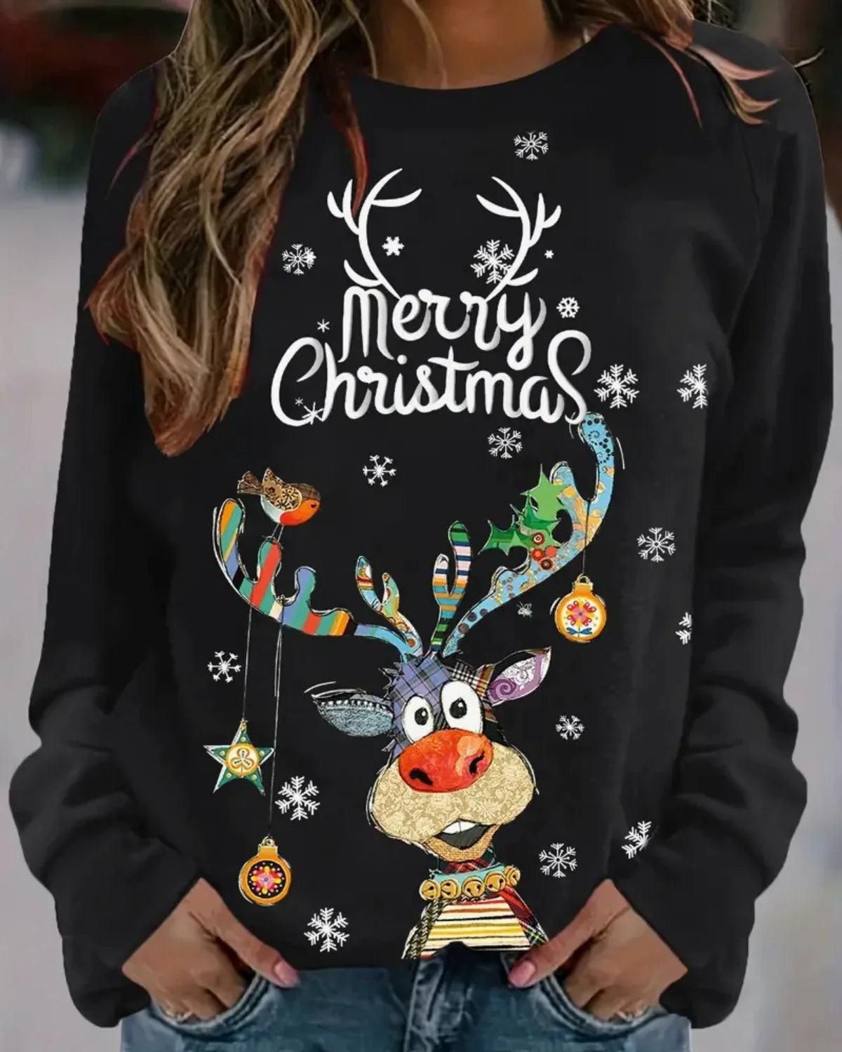 Quinty | Kersttrui voor Dames | Warme & Feestelijke Trui met Rendierprint