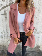 Isabella – Lange damesmantel met omslag | Stijlvolle katoenen jas voor lente & herfst