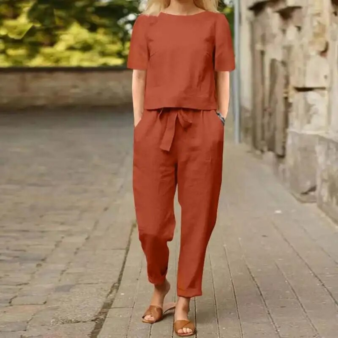 Shanelle Linnen Jumpsuit Dames – Losse Pasvorm met Wijde Pijpen en Trekkoord
