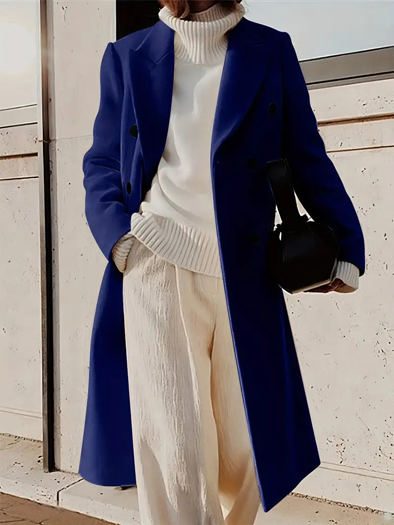 Lange trenchcoat dames – elegante kasjmier jas voor herfst en winter