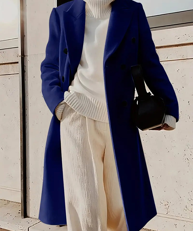 Lange trenchcoat dames – elegante kasjmier jas voor herfst en winter