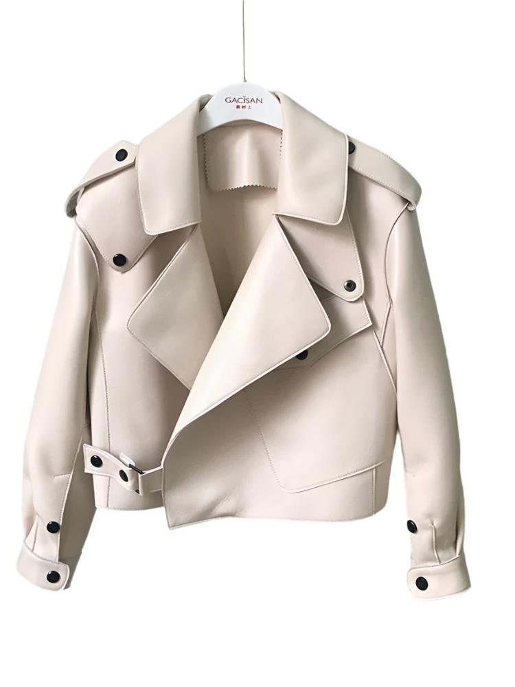 Tiffani leren jas dames – trendy lang model met sherpa voering & ceintuur