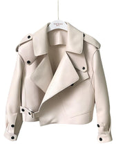 Tiffani leren jas dames – trendy lang model met sherpa voering & ceintuur