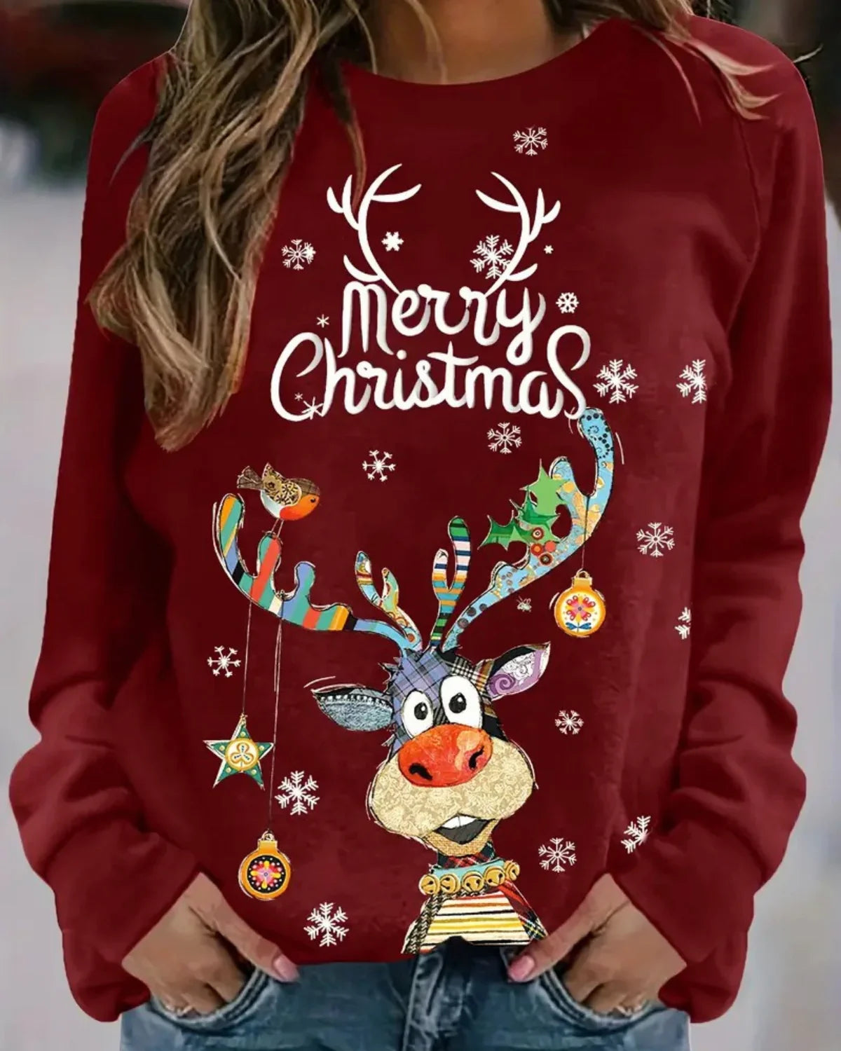 Quinty | Kersttrui voor Dames | Warme & Feestelijke Trui met Rendierprint