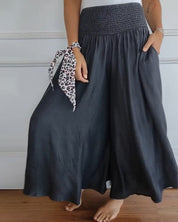 Irene – Comfortabele wijde damesbroek met hoge taille | Luchtige zomerbroek
