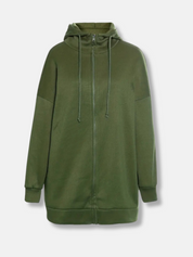Lange dames hoodie met hoge kraag en rits – comfortabel & casual