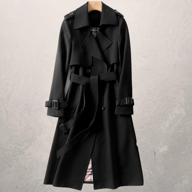 GURI dames trenchcoat – getailleerde jas met ceintuur & dubbele knopen