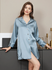 Sirena Mini-Jurk Dames – Elegante Donkerblauwe Zomerjurk met Knoopsluiting
