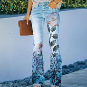 Flare jeans dames – hoge taille met 4 knopen en klassiek 5-pocket design