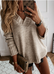 Ava Casual Comfy Top – Oversized Damestrui met Elegante V-Hals