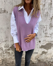 Noémie gebreide spencer dames – V-hals spencer voor casual & zakelijke looks