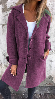 Isabella – Lange damesmantel met omslag | Stijlvolle katoenen jas voor lente & herfst
