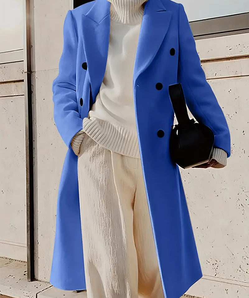 Lange trenchcoat dames – elegante kasjmier jas voor herfst en winter