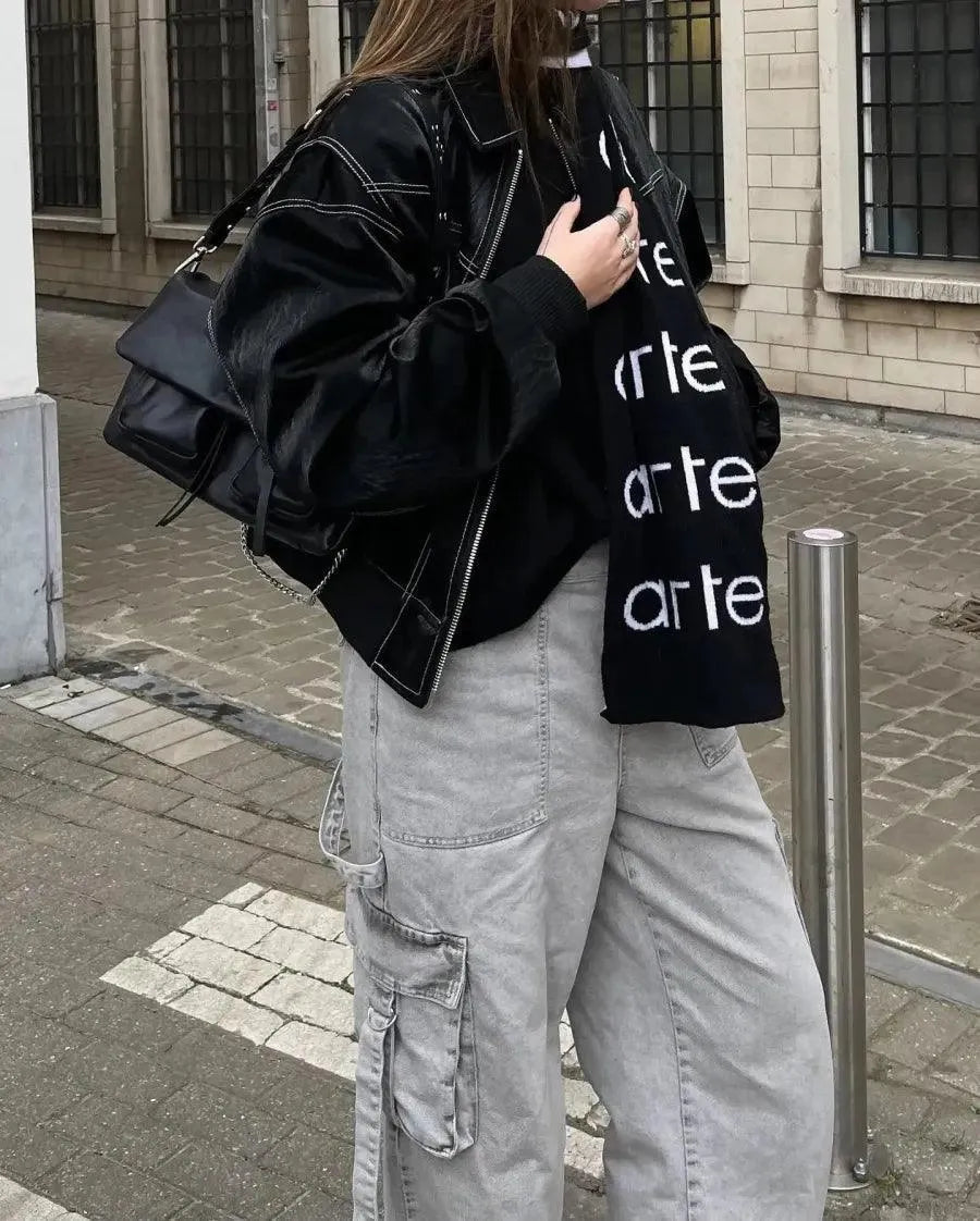 Oversized Leren Jas Dames – Stoere Casual Bikerjas in Zwart voor Lente, Herfst en Winter