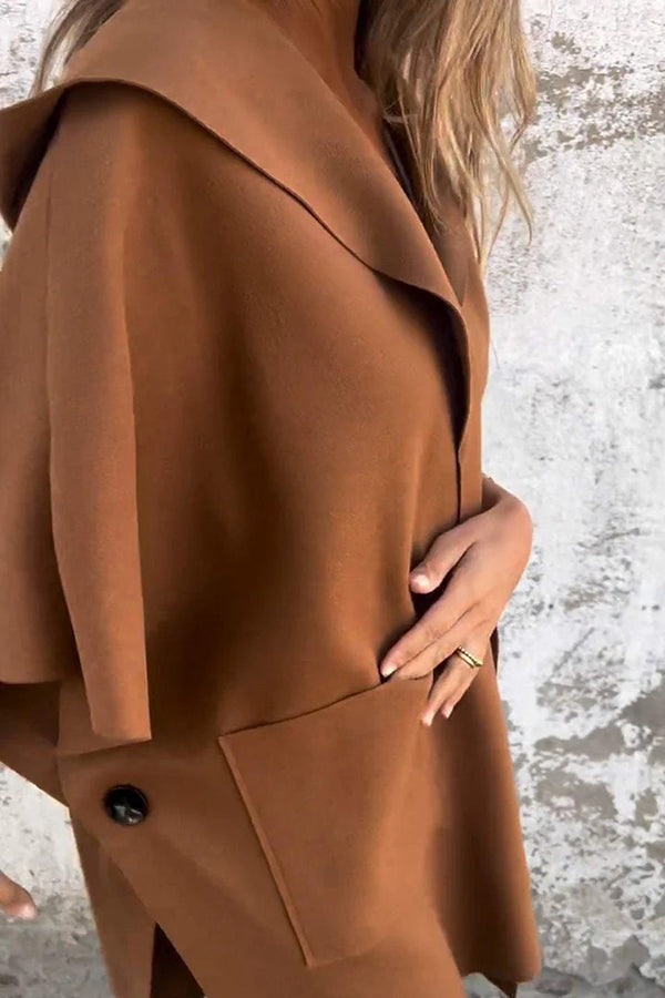 Oversized Cape Jas Dames – Losvallende Jas met Lichtgewicht Stof en Praktische Zakken