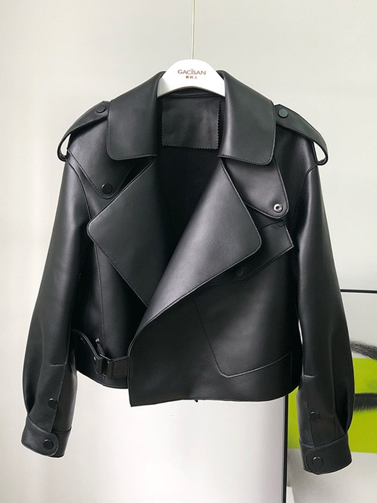 Tiffani leren jas dames – trendy lang model met sherpa voering & ceintuur