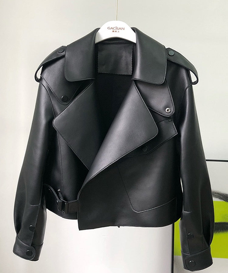 Tiffani leren jas dames – trendy lang model met sherpa voering & ceintuur