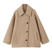 Oversized Elegante Jas met Omgeslagen Kraag en Zakken voor Dames – Luxe & Comfort