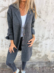Isabella – Lange damesmantel met omslag | Stijlvolle katoenen jas voor lente & herfst