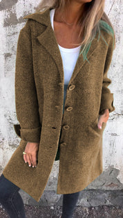 Isabella – Lange damesmantel met omslag | Stijlvolle katoenen jas voor lente & herfst