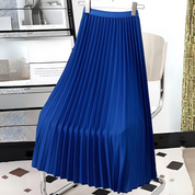 Elva satijnen plooirok – hoge taille midi-rok met elegante glans