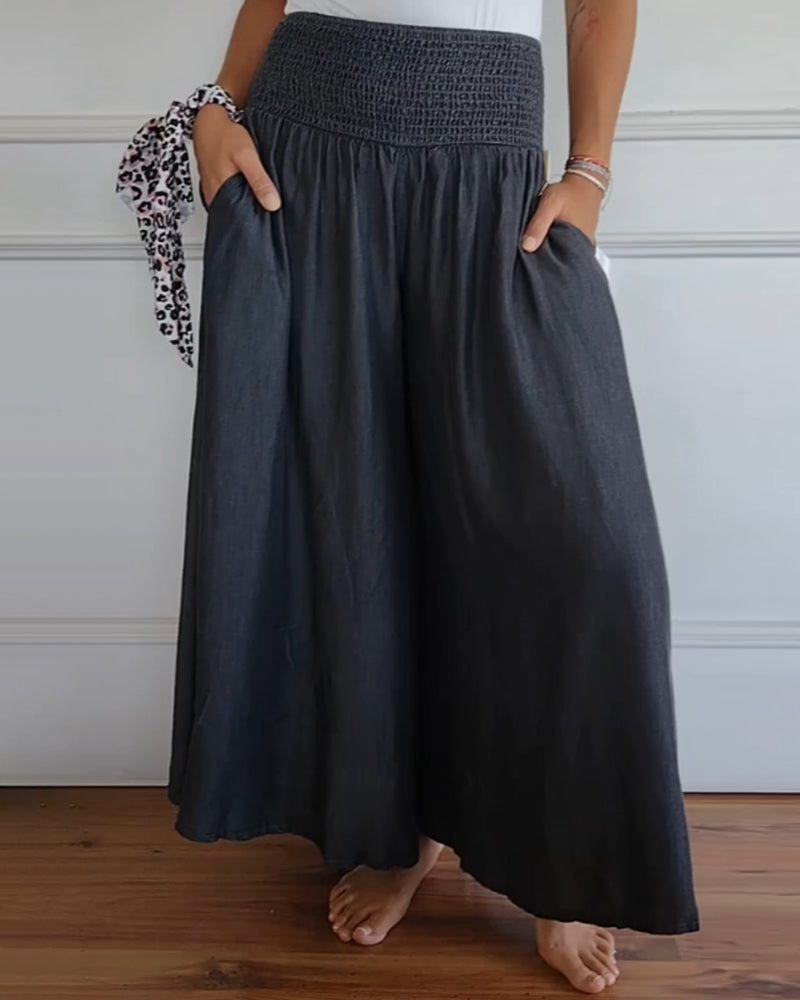 Irene – Comfortabele wijde damesbroek met hoge taille | Luchtige zomerbroek