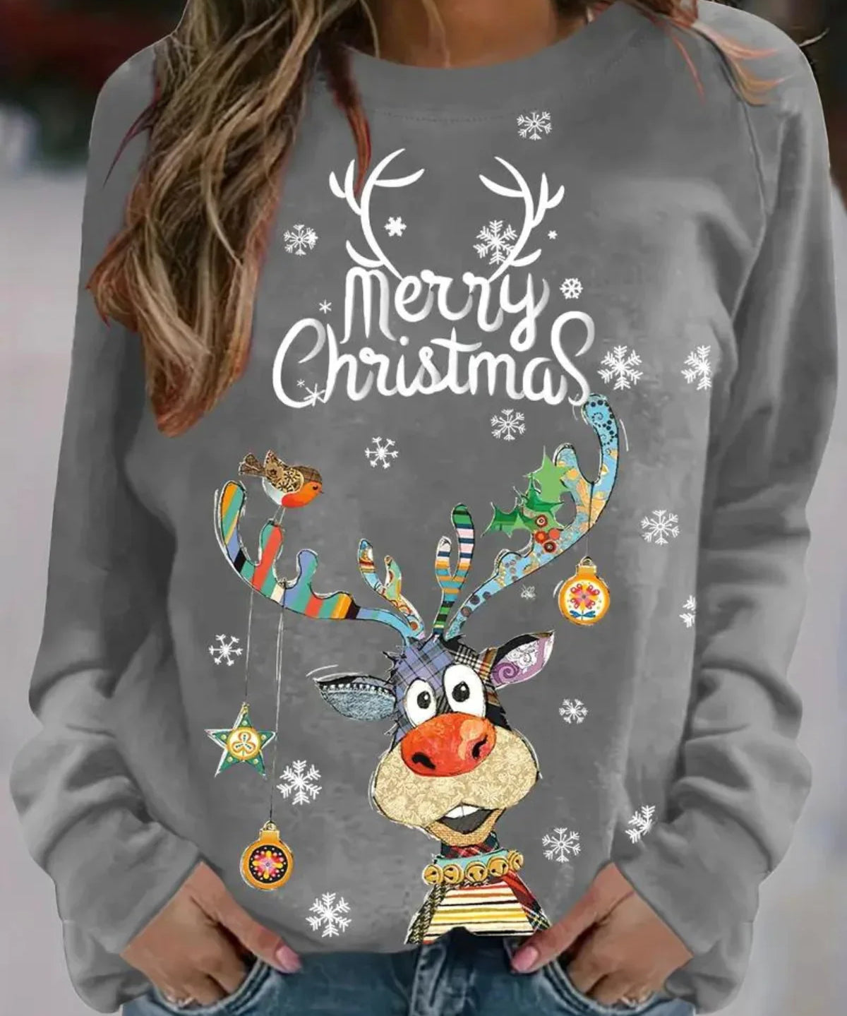 Quinty | Kersttrui voor Dames | Warme & Feestelijke Trui met Rendierprint