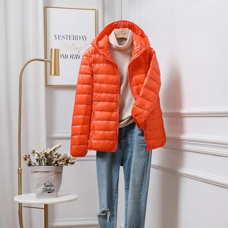 Lichte dames puffer jas met capuchon – warme gewatteerde jas voor de winter