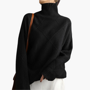 Dames Gebreide Oversized Trui – Stijlvolle en Comfortabele Sweater met Geometrisch Breipatroon