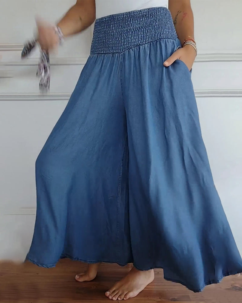 Irene – Comfortabele wijde damesbroek met hoge taille | Luchtige zomerbroek