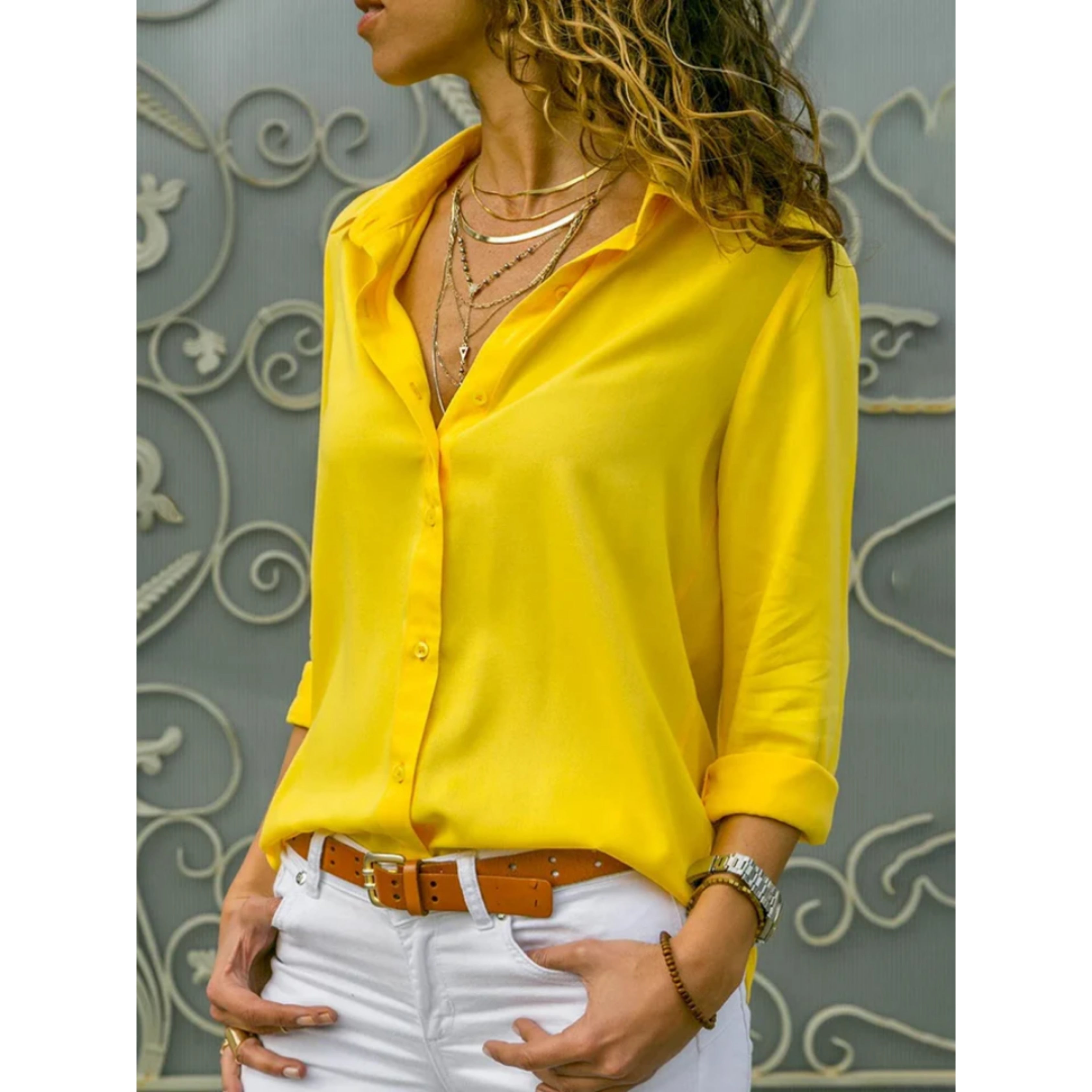 Kayleigh dames blouse – lange mouwen met klassieke knoopsluiting