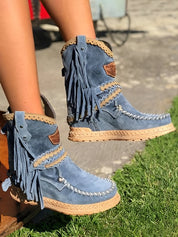 Boho dames westernlaarzen – suède laarzen met franjes & comfortabele fit