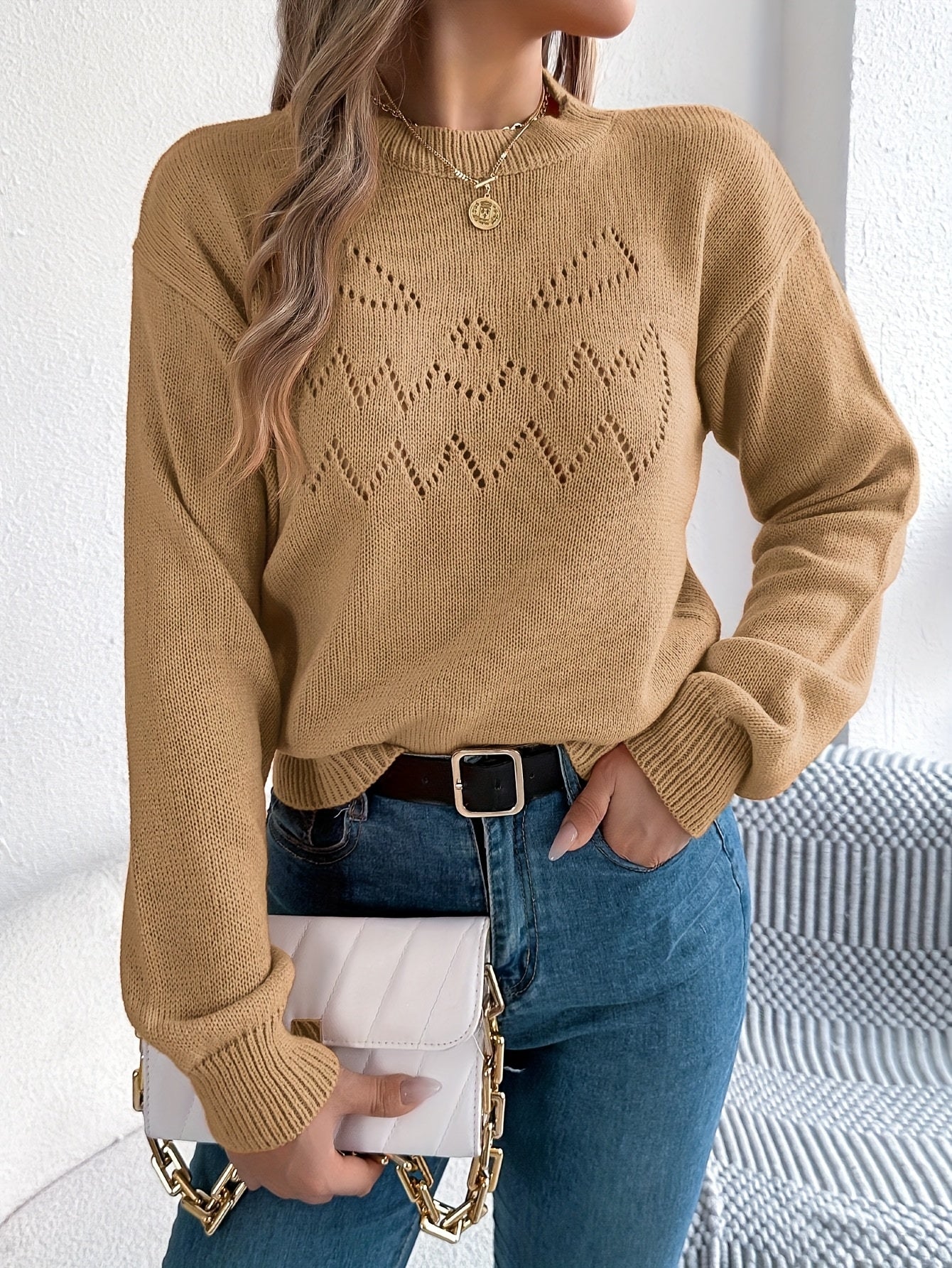 Oversized Trui Dames – Gebreide Halloween Trui met Pompoenontwerp