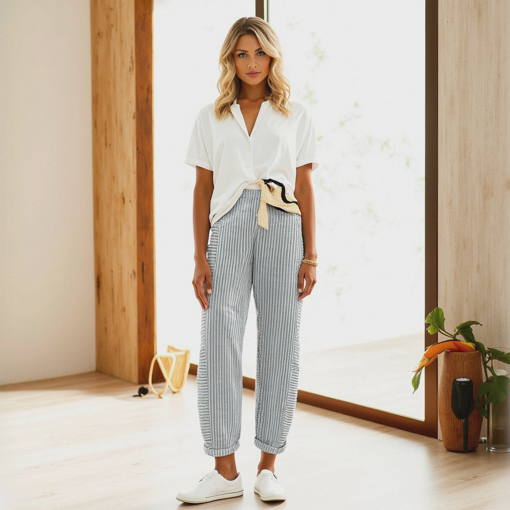 Lore Zomerbroek – Comfortabele & Elegante Damesbroek met Strepen