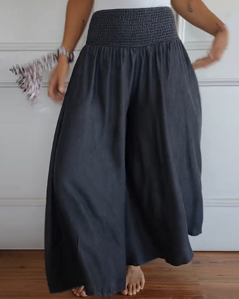 Irene – Comfortabele wijde damesbroek met hoge taille | Luchtige zomerbroek