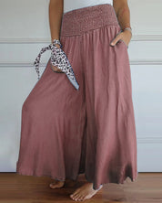 Irene – Comfortabele wijde damesbroek met hoge taille | Luchtige zomerbroek