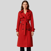 GURI dames trenchcoat – getailleerde jas met ceintuur & dubbele knopen