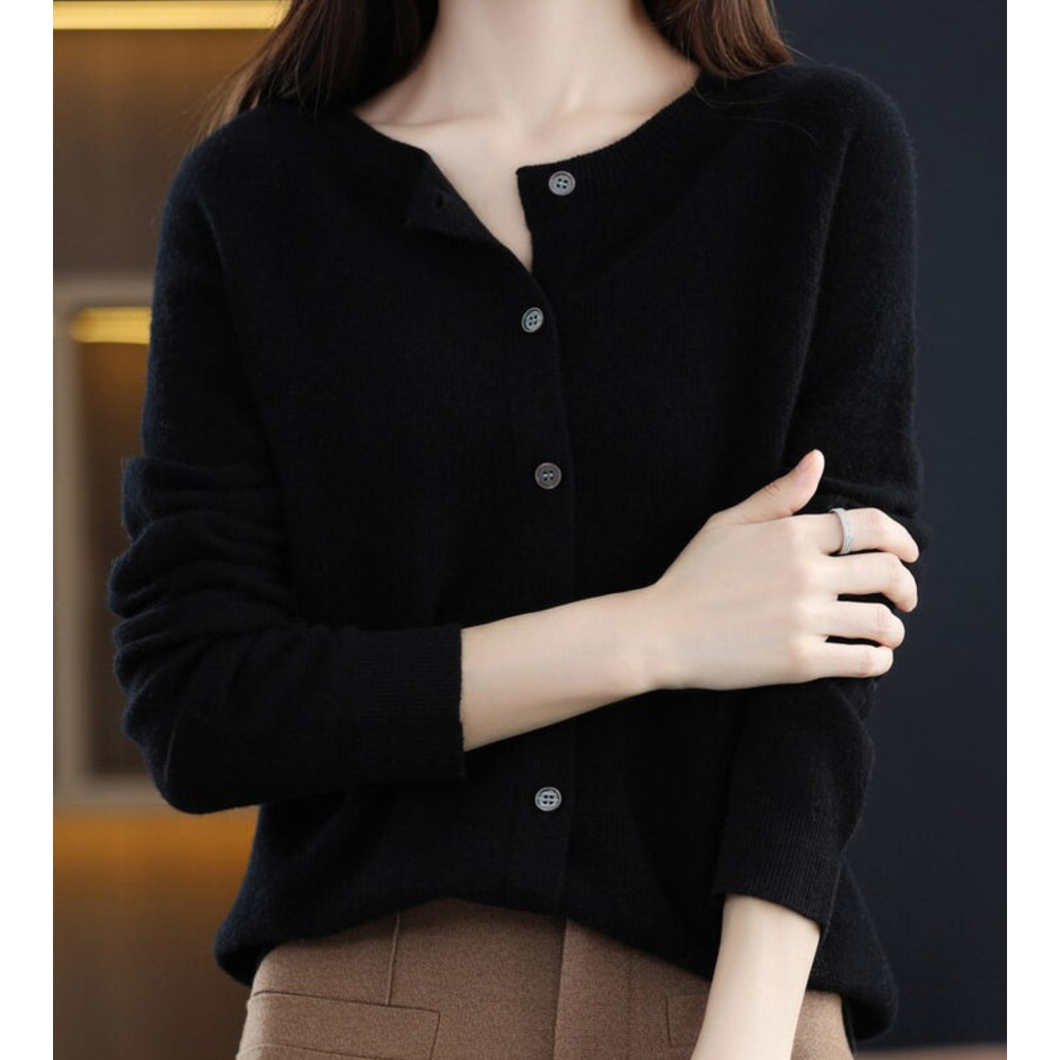 GlamourWool wollen vest dames | Marino-wol look trui | V-hals vest met knoopsluiting