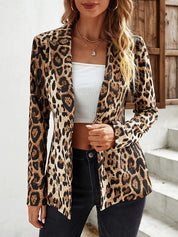 Felice Luipaard Blazer voor Dames – Stijlvolle & Trendy Blazer met V-hals